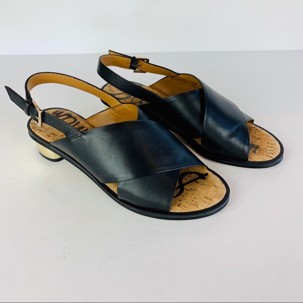 Sam Edelman Heels 7.5 Slingback Vegan Gold Heels - Picture 1 of 8